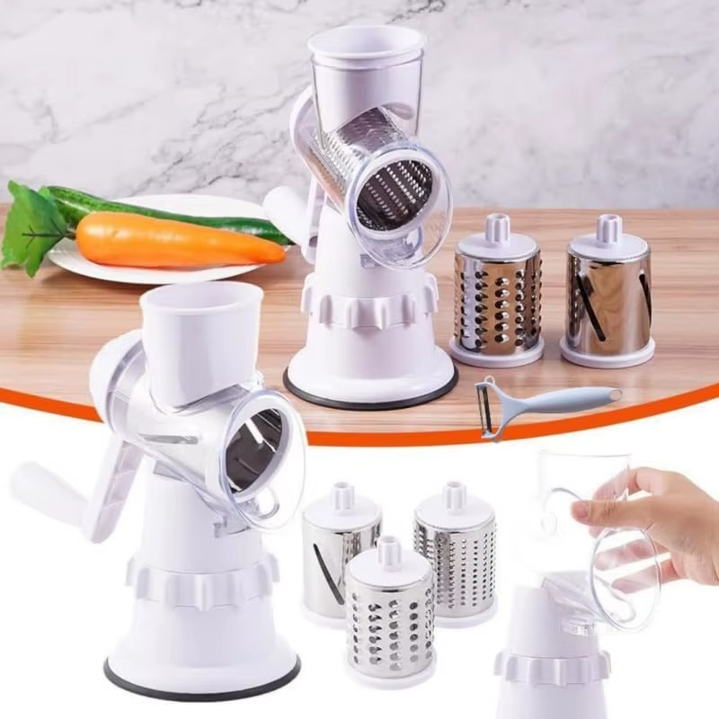 Hachoir Manuel 3 en 1 VEGETABLE CUTTER – Tranche, Râpe et Émince en un Tour de Main !