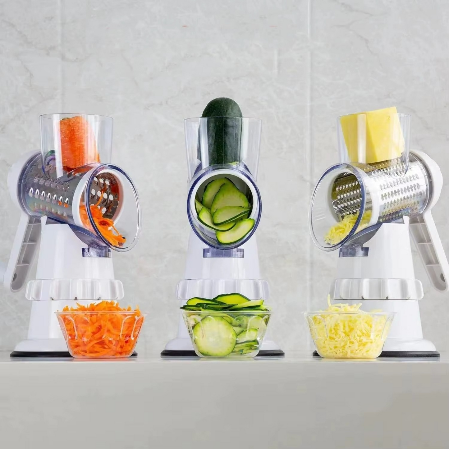 Hachoir Manuel 3 en 1 VEGETABLE CUTTER – Tranche, Râpe et Émince en un Tour de Main !