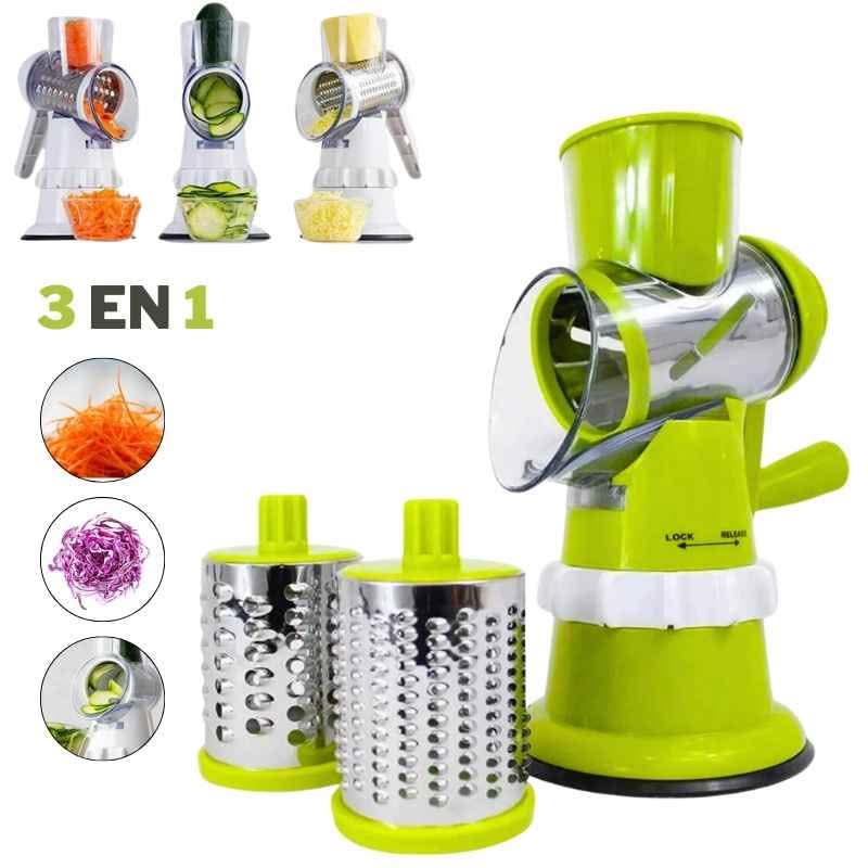 Hachoir Manuel 3 en 1 VEGETABLE CUTTER – Tranche, Râpe et Émince en un Tour de Main !