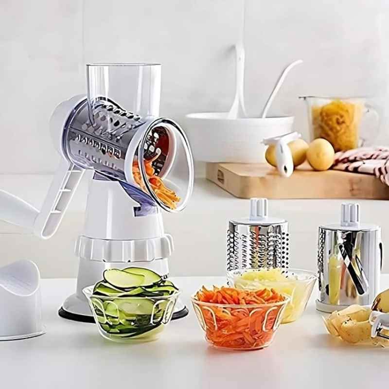 Hachoir Manuel 3 en 1 VEGETABLE CUTTER – Tranche, Râpe et Émince en un Tour de Main !