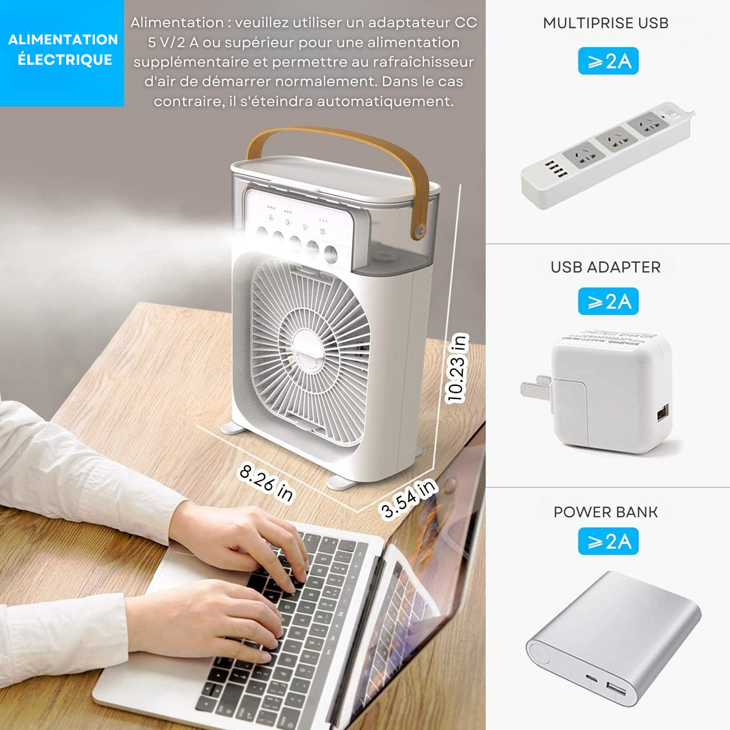 Mini Climatiseur Portable 3-en-1 – Rafraîchissez-vous en un instant !