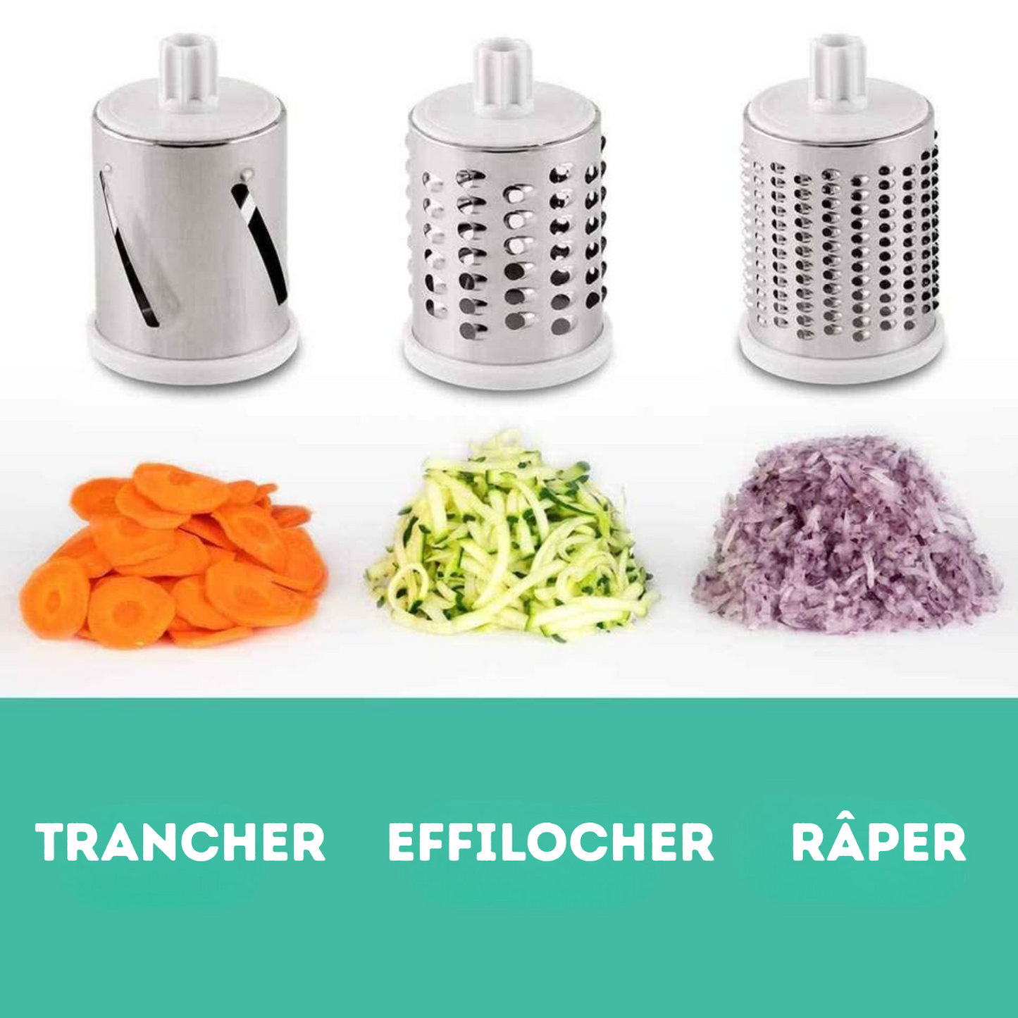 Hachoir Manuel 3 en 1 VEGETABLE CUTTER – Tranche, Râpe et Émince en un Tour de Main !