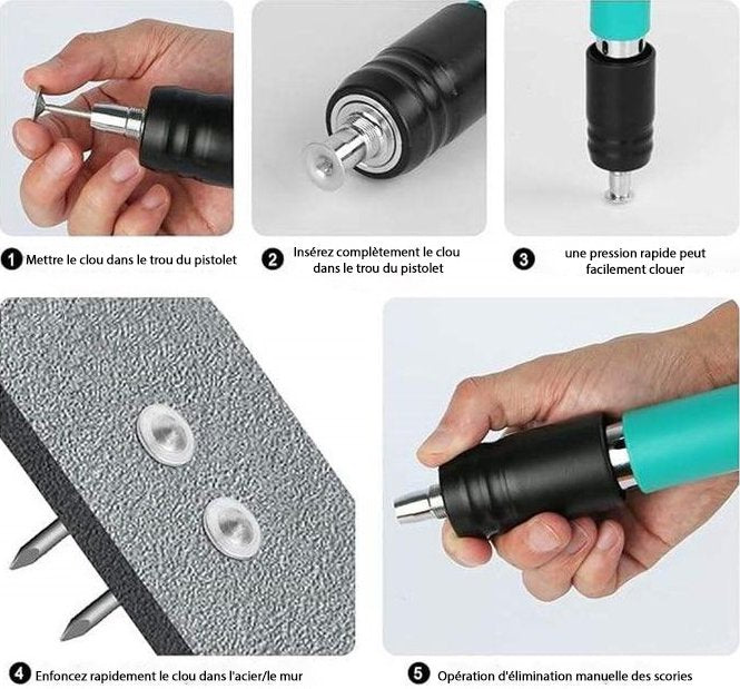 Mini Pistolet à Clous – L’Outil Ultime pour Fixer sur Mur en Ciment, Béton, Brique et même Métal