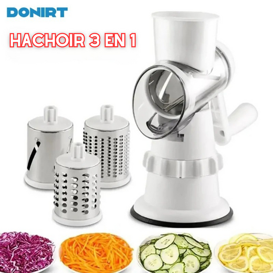 Hachoir Manuel 3 en 1 VEGETABLE CUTTER – Tranche, Râpe et Émince en un Tour de Main !