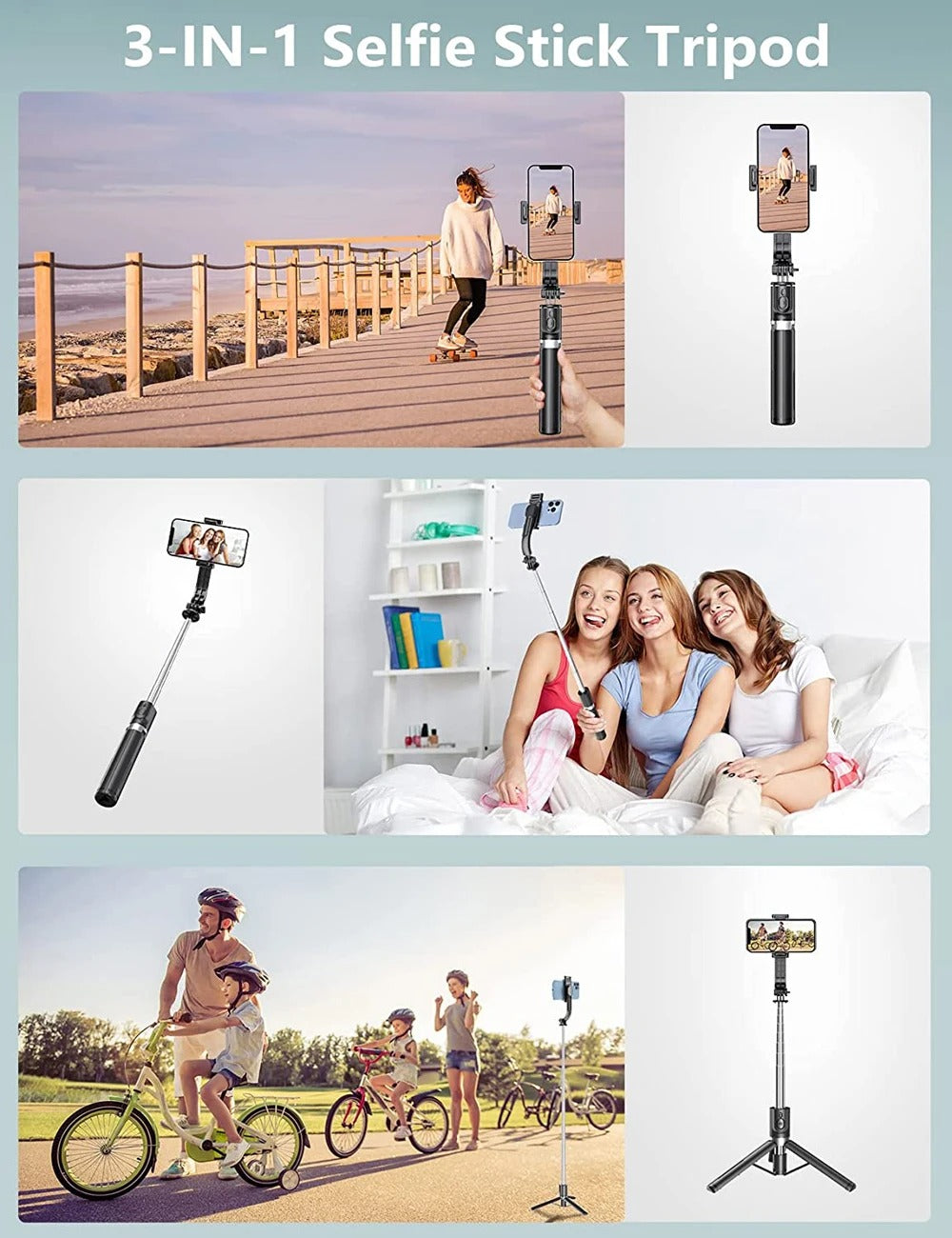 Perche à Selfie 3-en-1 avec Trépied et Double Éclairage LED – Pour des photos et vidéos toujours parfaites !